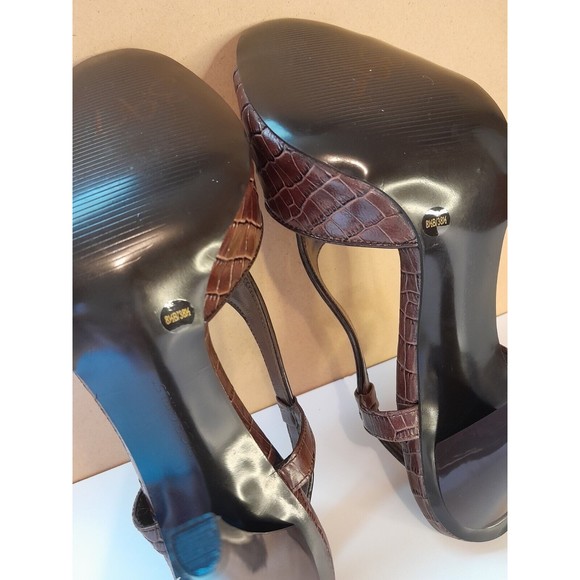 BCBG Girls Size 8.5 Azria Croc-Embossed Brown Leather Slingback Heels - Picture 12 of 13